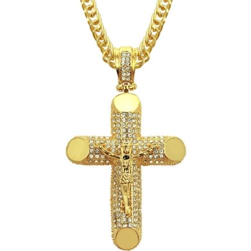 2020 Europe And America Hip Hop Jesus Cross Pendant Necklace Mens Street Dance Domineering Gold Pendant Accesso
