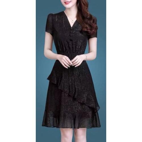 2021 Women Summer Dress Vintage Floral Print Frills Buttons Chiffon Femme Vestidos Plus Size Party Dress Vestido 7860