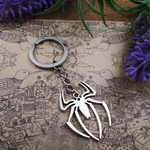 3pcs/Lot Fashion 38*29mm Spider pendant 28mm Keyring Metal Chain Silver Color Men Car Gift Keychain