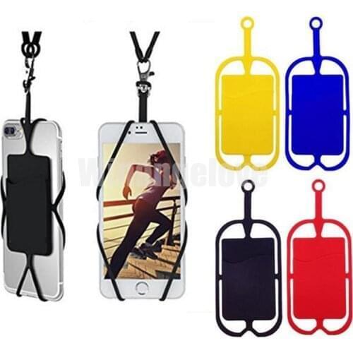 500pcs Credit ID Card Bag Holder Silicone Lanyards Neck Strap Necklace Sling Card Holder Strap For iPhone 11 Universal Mobile