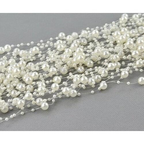 75 M/Roll 8+3mm White Pearl Chain String Bead Strand DIY Craft Garland For Wedding Bridal Bouquet Headdress Decorations supplies