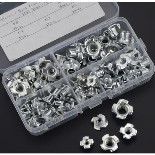 90PCS/BOX M3 M4 M5 M6 M8 Zinc Alloy Thread for Wood Insert Nut Flange Hex Socket Head Furniture Nuts Assortment Kit
