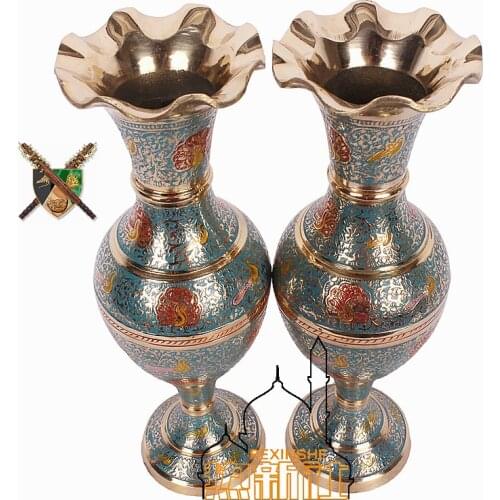 India imported handmade painted peacock vase features fashion gifts Home Furnishing bronze vase home furnishings