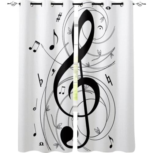 Music Symbol Black And White Art Window Treatments Curtains Valance Living Room Curtain Bedroom Indoor Decor Kids Curtain Panels