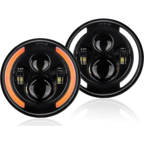 12V/24V Motorcycle Car Headlight 7 inches Round LED Driving Lamp Head Lamp Fit for 7 inches Jeep Wrangler, Retro Turn Signal