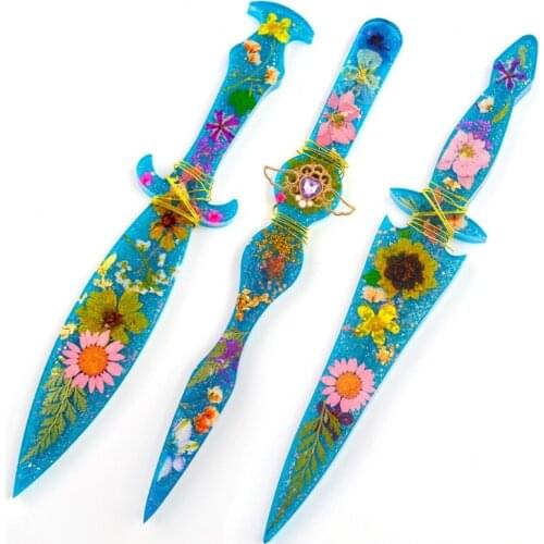 Flower Dagger Mold Diy Glue Mold Small Sword Sword Ornament Pendant Resin Small Sword Dagger Silicone Mold
