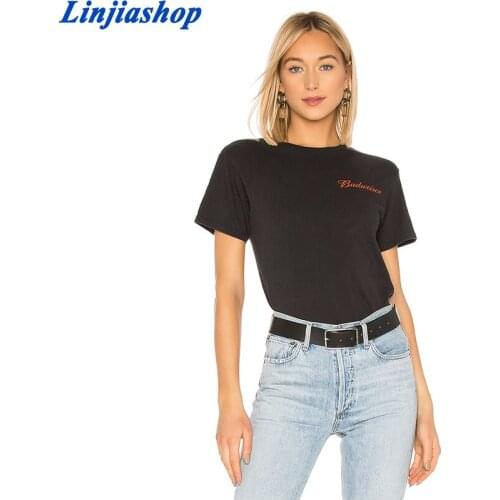 Spring summer girls loose cotton T-shirt cartoon letter printing casual O-neck simple tees tops new arrivals 2021