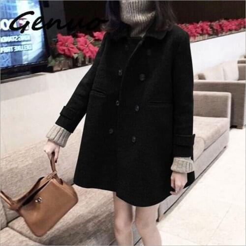 Genuo New Korea Version 2020 Autumn And Winter New Style Wool Coat Jacket Womens Popular Doll Collar Outerwear Woolen Coat