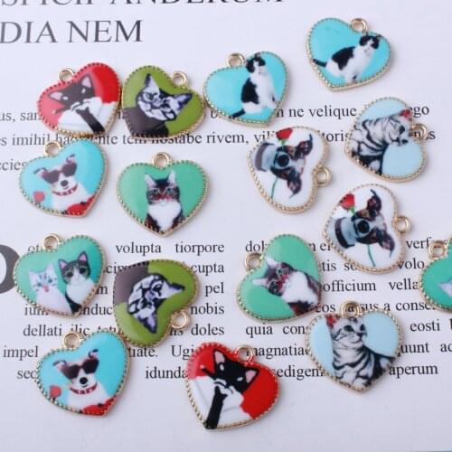 Hot Sale 20pcs DIY fashion charms gifts puppy kitten heart alloy pendant making bracelet necklace clothing jewelry Accessories