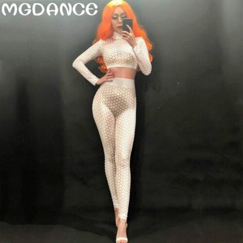 Hot Sale Sexy Women White Nude Jumpsuit Singer Dancer Sexy Leggings Costume Big Stretch Bodysuit Nightclub Outfit Party Wear