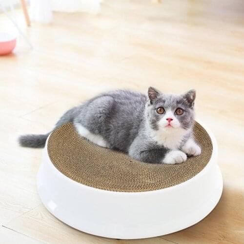 Hoopet Two-Sided Round Bowl Type Cat Catnip Scratch Toy Board Nail Scraper Mat Bed Cats Scratcher Corrugated Paper Pad Rest