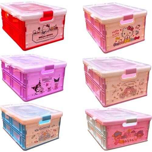 Kawaii Sanrio Plush Cartoon Kitty Kuromi My Melody Cinnamoroll Doll Cute Beauty Desktop Storage Box Birthday Gift For Girls Toys