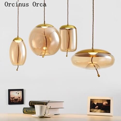 Postmodern Creative Glass Chandelier Living Room Dining Room Bedroom Nordic Modern Simple Golden Iron Single Head Chandelier