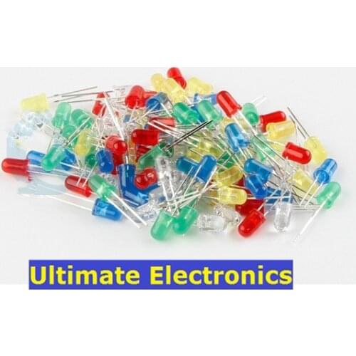 200pcs Round Top F5 5MM DIP LED lights red white blue yellow green 2Pin colorful