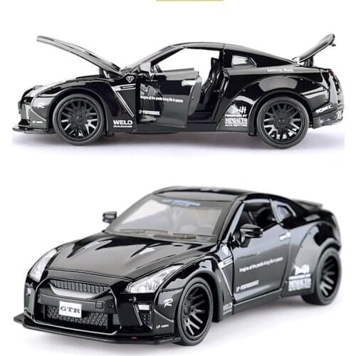 1:32 Diecast Toy Car Model JDM Nissan Skyline Ares GTR R34 R35 Miniature Scale Alloy Metal Simulation Vehicles for Children Gift