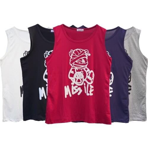 2021 Summer Mens Tank Tops Korean Style Fashion Streetwear Printing Sleeveless Men Vest Casual Men Clothing O-Neck Tank Top Men