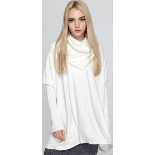 Fashion Knitted White Sweater Ladies Winter Oversized Turtleneck Sweater Female Loose Batwing Sleeve Women Pullover Streetwear