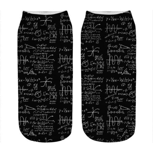 Womens socks kawaii Black personality Math Printed Socks Woman harajuku Happy Funny Novelty cute girl gift Socks for women