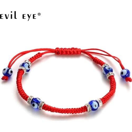EVIL EYE new fashion Blue Glass evil eye beads red string crystal wheel handmade bracelet for women men Adjustablesize EY48