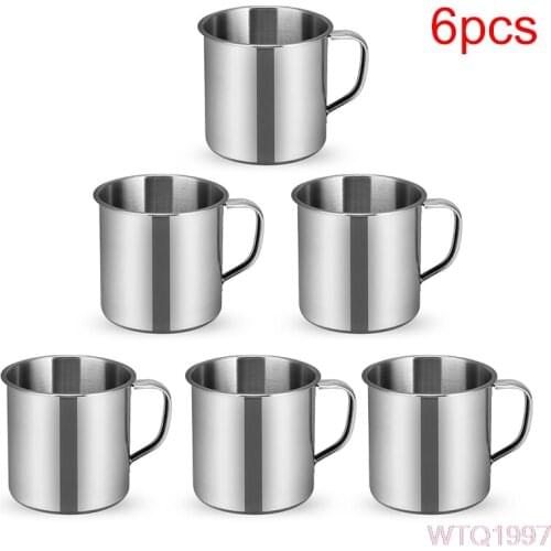 Outdoor Camping Hiking Tea Mug Cup Stainless Steel Coffee Cup Office School Gift Useful 1/3/6pcs