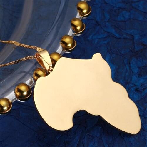 Stainless Steel African Map Pendant Necklace Fashion Map of Africa Women Gold Color Jewelry