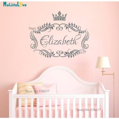 Crown Design Personalised Girl Room Baby Room Decal Custom Name Princess Wall Sticker Wallpaper House Decal BA012