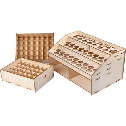 Natural Wooden Paint Bottle Rack Model Organizer Acrylics Paint Storage Stand Holder Box Hobby Art Supplies
