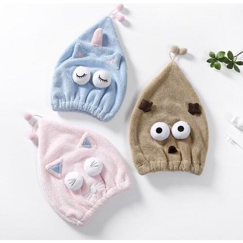 Bath towel hair coraline microfiber cartoon drying quick towel dry shower cap for lady man Turban Head Wrap Bathing Tools