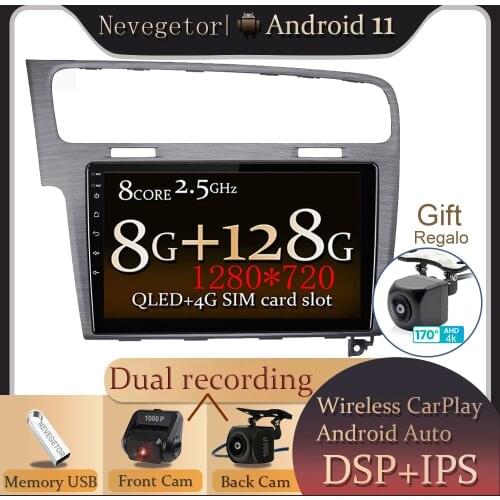 8G+128G For Volkswagen Golf 7 Android 11 2013-2017 Auto 2din Car Radio Stereo Player Bluetooth GPS Navigation No 2din dvd