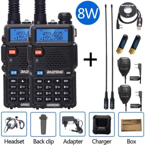 2PCS Baofeng UV-5R Walkie Talkie 8W High Power Amateur Ham CB Two way Radio Station UV5R Dual Band Transceiver 10KM Intercom