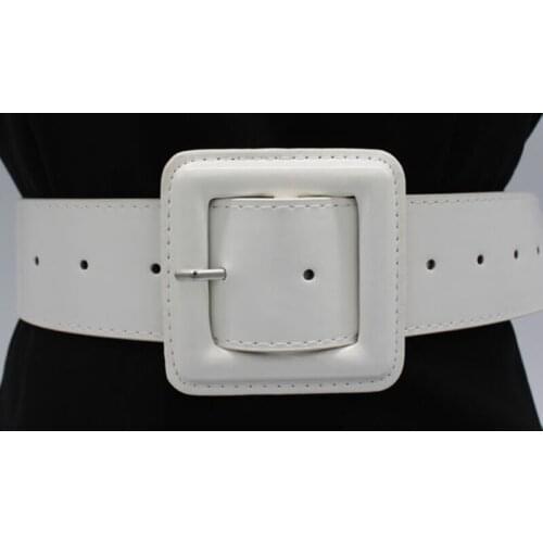 2021 New Designer Womens Cute Black White Wide Leather Waist Belt Female Decorative Strap Belts For Women Dresses