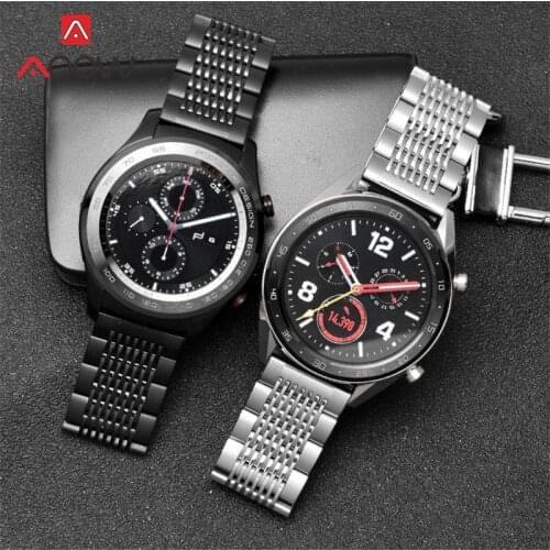 20mm 22mm Solid Stainless Steel Strap for Huawei GT 2 Samsung Gear S3 Metal Folding Buckle Men Replacement Band Watch Accessorie