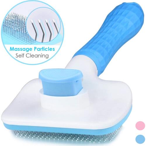 Dog Self Cleaning Slicker Brush Dog Hair Removal Comb Grooming Cat Long Hair Brusher Pet Comb Automatic Brush Trimmer