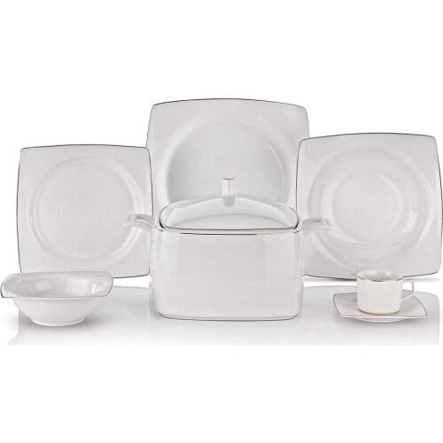 Schafer SHF-4033 85 Pieces Square Bone Dinner Set