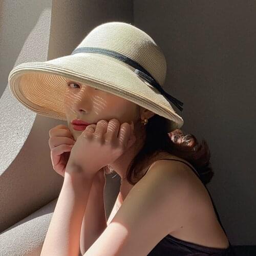 Womens hats spring 2021 Womens summer hat Womens bucket hat Straw hat beach hat ceremony belt raffia visor sun protection hat