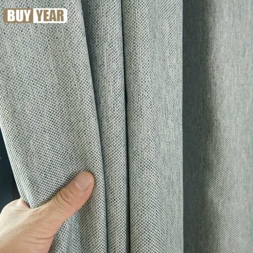 Modern Curtains for Living Dining Room Bedroom Imitation Linen Fabric Curtains Simple Solid Color Customized Finished Curtains