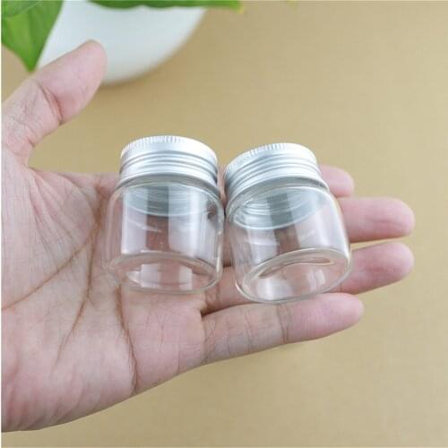 50 pcs/lot 37*40mm DIY Glass Bottle Aluminum Caps Test Tube Spices Storage Small Glass Jars Container Decorative Craft Vials