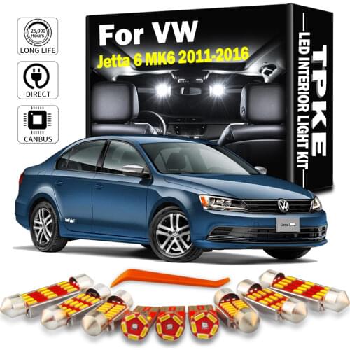 TPKE 13Pcs White Canbus Interior LED Car Reading Light Kit For VW Jetta 6 MK6 2011-2016 Map Dome Trunk Glove Box Light