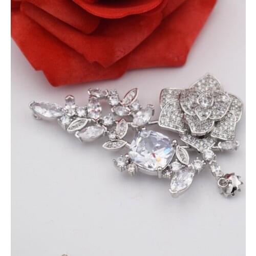 High-grade microscope zircon Diy hand-string materials white flowers tassel pendant clasp fashion long sweater chain link clasp