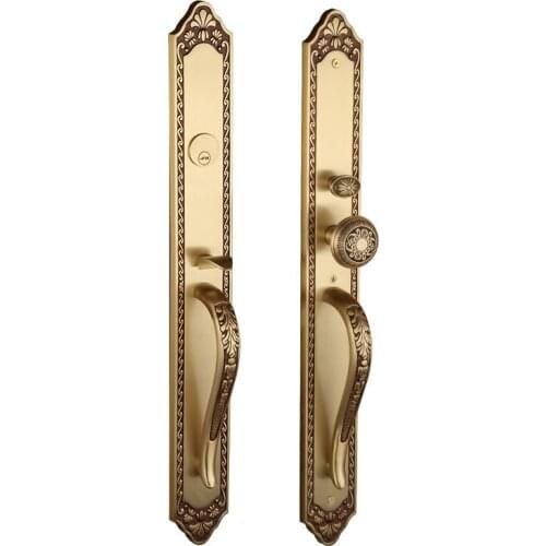 24K Gold / RG/Rose gold 100% brass Gate lock Solid wood door lock European luxury copper brass Double door lock 620*62mm