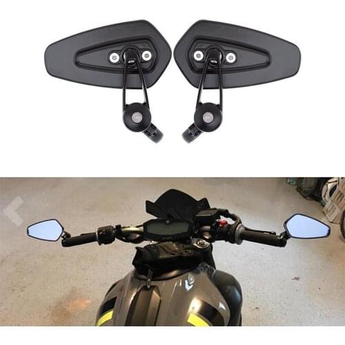 1 Pair 7/8" 22mm Universal Motorcycle Aluminum Rear View Black Handle Bar End Side Rearview Mirrors