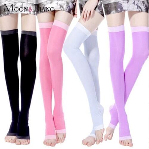 2020 Summer Stovepipe Sleep Tights Female Nylon Tight Thin Knee Stovepipe High Quality Open Toe Elastic Nylon Splice Knee Tights