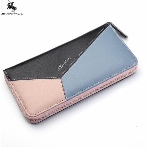 JIFANPAUL Ladies wallet long European and American fashion zipper bag multifunctional clutch bag wild stitching wallet tide new