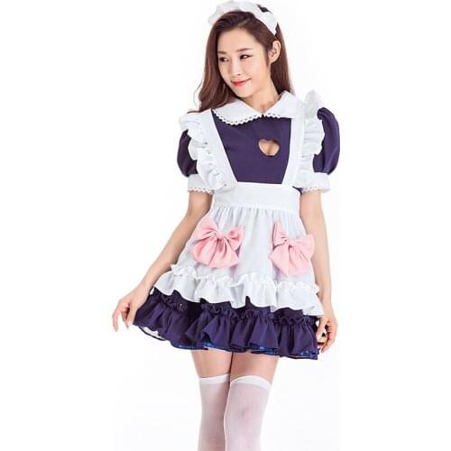 Blue Lolita Maid Dress Costumes Cosplay Cute Suit for Girls Woman Waitress Maid Party Stage Costumes