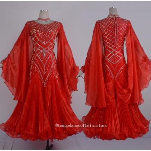 Ballroom Costume Hip Hop Girls Clothing For Red Long Sleeve Of Women Performance Modern Dancing