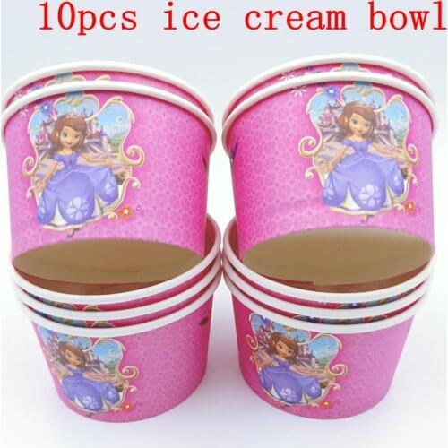 10pcs/lot Sofia Theme Ice Cream Cups Baby Shower Party Supplies Sofia Ice Cream Bowl Sofia Disposable Cups Birthday Party Decor