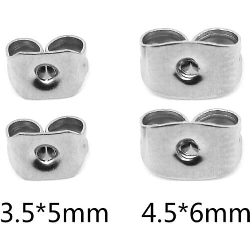 200pcs/lot Wholesale Stainless Steel Stud Earring Nuts 5mm 6mm Butterfly Earring Back Stoppers DIY Ear Jewelry Making Components