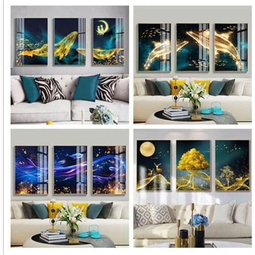 3 Pcs/Set DIY Oil Painting by Numbers Triptych Pictures Coloring Landscape Abstract Paint Wall Sticker Home Decor