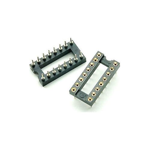 30PCS 16 Pin Round DIP IC Socket Adapter 16Pin Pitch 2.54mm Connector