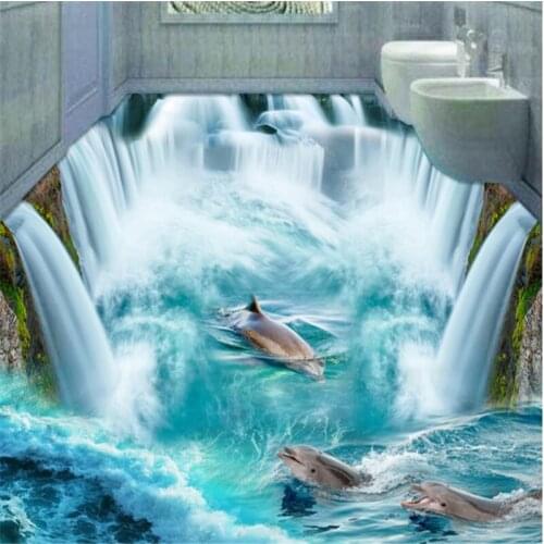 Beibehang custom flooring Great Falls Ocean 3D background painting three-dimensional painting waterproof thickening tiles